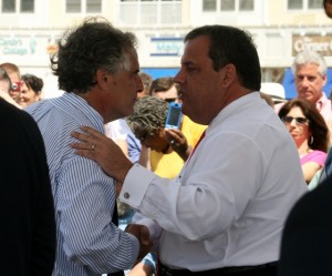 Guv Chris Christie accepting Long Branch Mayor Adam Schneider's endorsement. Photo by Art Gallagher. 