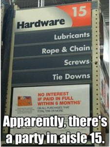 Party in aisle 15