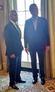 State Senator Joe Kyrillos and former Florida Governor Jeb Bush at the Navesink County Club, July 23, 2015. photo via facebook