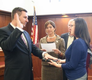 Red Bank Councilman Mark Taylor was sworn into office by Sen Jennifer Beck in January