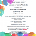 Romney Is Headlining Christie’s Birthday Fundraiser