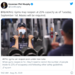 Murphy to allow gyms to open on Sept 1